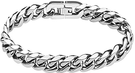 flintronic Armkette Herren Edelstahl, Herren Armband Panzerkette für Männer/Jungen, Schwer Glieder Link Armband, Armreif Hip Hop Rapper Modeschmuck 10mm Breit/21CM Lang