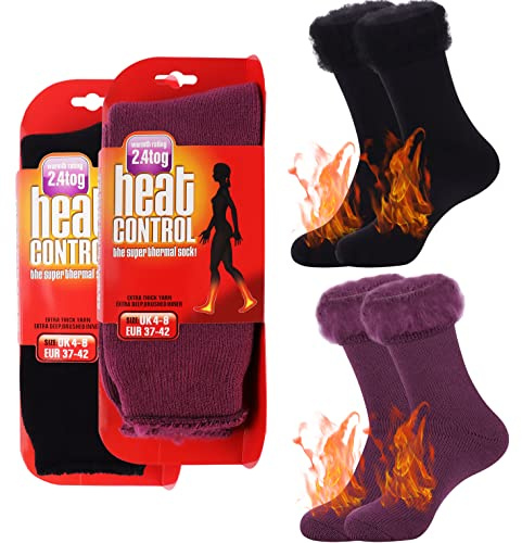 Jeasona 2 Paare Thermosocken Damen Herren 37-45 Ultra Warm Dicke Socken | Warme Socken Damen