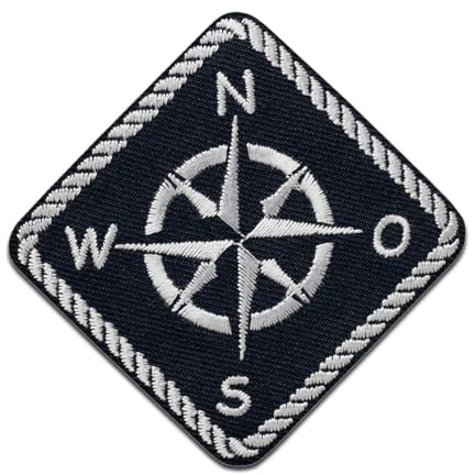 Kompass Maritim - Aufnäher, Bügelbild, Aufbügler, Applikationen, Patches, Flicken, zum aufbügeln, Größe: 7 x 7 cm