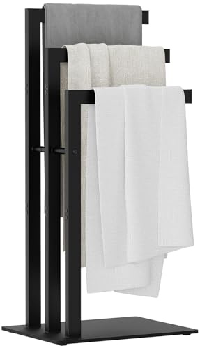 OUTBROS Handtuchständer Freistehend mit 3 Stangen, Edelstahl Badetuchhalter | Freistehender Kleiderständer mit 3 Stangen Rohren aus Edelstahl Typ L, Kleine Kleiderstange für Badetücher, 40x30x80cm