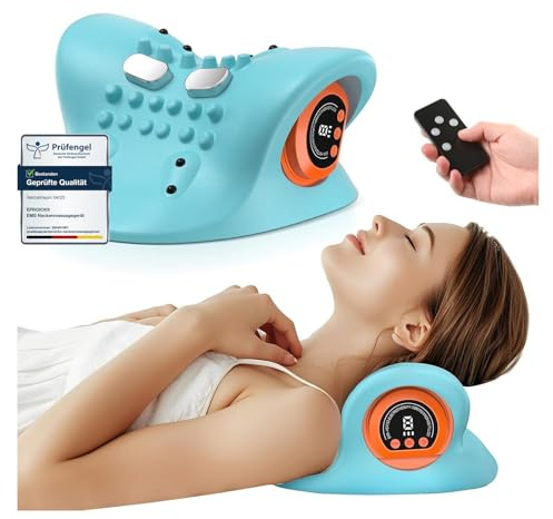 Nackenmassagegerät Elektrisch mit Wärme, 2025 Neu Kabelloses Massager, Shiatsu Massagegerät, Zervikales Nacken Rücken Massagegerät mit 3 Modi, 6 Einstellbare Frequenzen