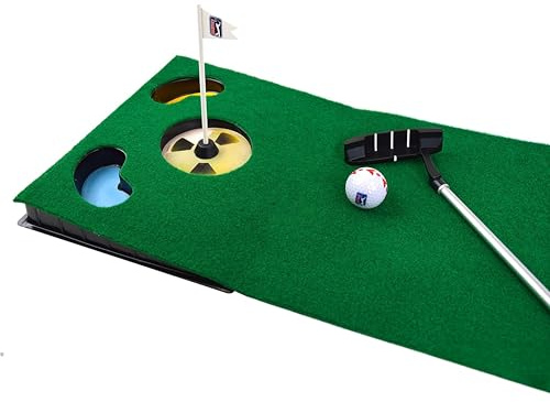 PGA Tour Putting-Matte mit zusammenklappbarem Putter und Ausrichtungsführung, 1,8 m