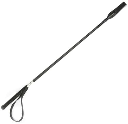 Rimba Reitgerte aus Leder mit Nylon umwickelt Schwarz 65cm