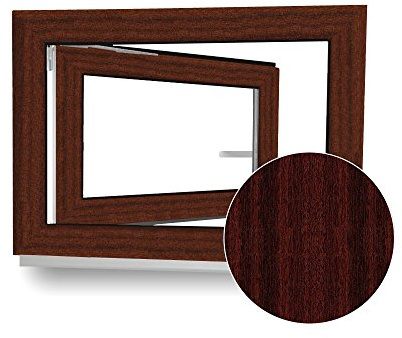 Kellerfenster - Kunststoff - Fenster - braun (Mahagoni) / weiß - BxH: 80 x 60 cm - DIN Rechts - 3-fach-Verglasung - 70mm Profil - Wunschmaße möglich!