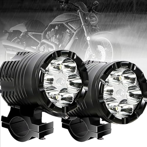 RATSTONE Zusatzscheinwerfer Motorrad,2 PCS Led-Motorradscheinwerfer,Motorrad Led,6000k,Aluminium,Wasserdicht Und Staubdicht,Kompatibel Mit Den Meisten Motorrädern