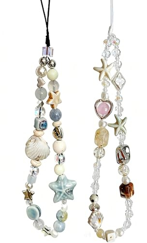 2 PC Handykette Kurz Handy Anhänger Handyanhänger Perlen Kamera Handgelenkband Lanyard Handyschmuck Handyband Handschlaufe Handgelenk Universal Kette Kamerakette Digitalkamera Charm Schlüsselanhänger