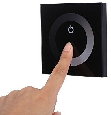 DEWIN 12V-24V Wand Touch Panel Dimmer, Zubehörwerkzeug für Wandschalter Controller für Einfarbigen LED Lichtstreifen (Schwarz)