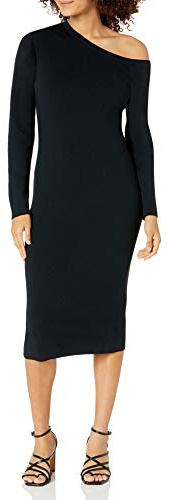 The Drop Damen Giselle Midi-Sweatkleid, Asymmetrischer Ausschnitt Dress