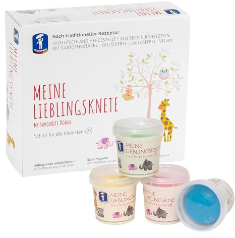 Feuchtmann MEINE LIEBLINGSKNETE | Knetset 4 x 150g | vegane glutenfreie Knete | Kinderknete ungiftig | Spielknete für kreatives Spielen ab 2 Jahren