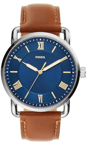 Fossil Copeland Herrenuhr, Quarz-Dreizeigerwerk mit Lederarmband