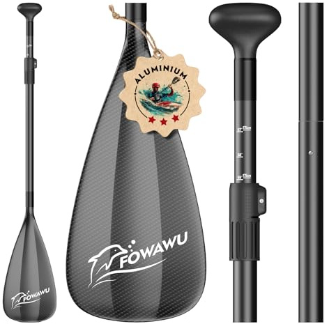 FOWAWU SUP Paddel Aluminium, 3teilig Stand Up Paddel verstellbar 160-210 cm, sehr leicht 1.77 lbs(804g) paddel für Stand-up Paddling Surfboard Bootfahren Kanusport