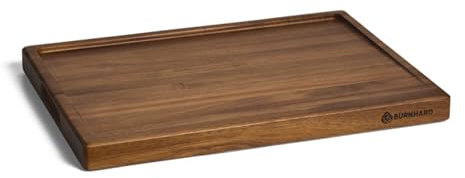 BURNHARD® Schneidebrett aus Akazienholz – extra großes XXL Küchenbrett (52 x 38 cm) mit Saftrille, Griffmulden & rutschfestem Stand