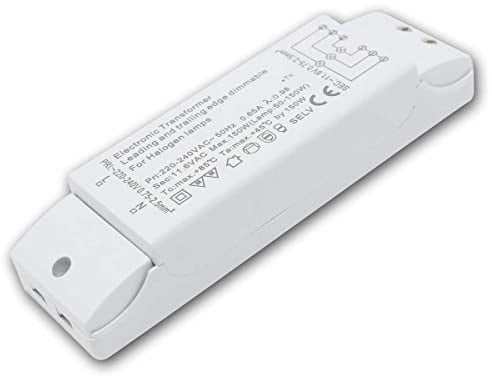 Max Track Halogen-Trafo, 230/12V/50-150W, Überlastungsschutz, Temperatursicherung, dimmbar, 160 x 46 x 30 mm, weiß