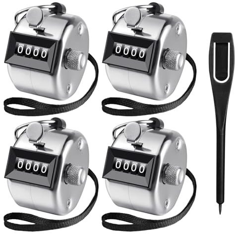 flintronic Handzähler Zähler, Metall Zähler, Manuelle Klicker, 4 Stellige Zähler Fingerzähler, Mechanischer Handzähler für Personenzähler, Golf und Schule Sport