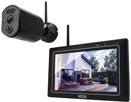 ABUS Überwachungskamera EasyLook BasicSet PPDF17000 - Funk-Set, 1080p | 7-Zoll-Touchscreen-Monitor mit Akku, IP66-Kamera, Nachtsicht bis 15 m, Gegensprechfunktion, kein WLAN nötig