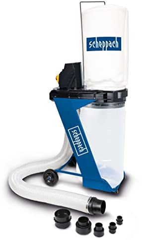 Scheppach Absauganlage DC500 Späneabsaugung mit 4 tlg. Adapterset | Luftleistung 1150m3/h | Auffangsack 75L | Unterdruck 900Pa | Leistung 550W | Schlauchlänge 2m | Fahrvorrichtung & Metallkonstruktion