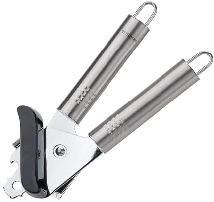 Fackelmann Dosenöffner OVALGRIFF, praktischer Konservenöffner aus Edelstahl, Universalöffner mit ergonomischem Griff (Farbe: Silber), Menge: 1 Stück
