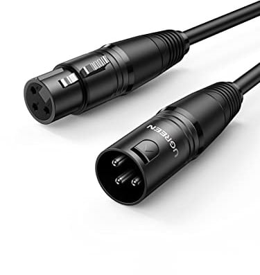 UGREEN XLR-Kabel, XLR-Lautsprecherkabel, 3-poliges Stereo-Mikrofonkabel, Stecker auf Buchse, Verlängerung für Heimstudio, Endstufe, Mischpult, Schreibtisch, professionelle Aufnahme, Live-Bühne (3 m)