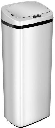 HOMCOM Sensor Mülleimer 50L Automatik Bewegungssensor Edelstahl Silber | Wasserdichter Abfalleimer, für Büro, Schlafzimmer, Küchen