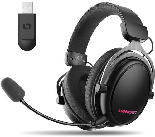 Lioncast® LX80 Gaming Headset mit Mikrofon Wireless [40Std. Akku] - kompatibel mit PS5, Nintendo Switch, Switch 2, Xbox - Gaming Headset PC - Kopfhörer Kabellos Bluetooth
