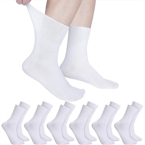 Apricitie 6 Paare Diabetikersocken Herren Damen 39-42 43-46 Socken weit | Baumwolle Diabetiker Socken ohne Gummibund Komfortbund Socks für Herren Damen