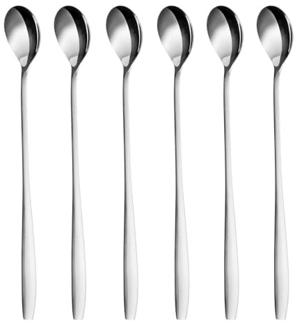 GRÄWE Latte Macchiato Löffel Set, silber, 6-teilig, 22 cm - Lange Löffel für Cocktails & Desserts, Edelstahl, spülmaschinengeeignet