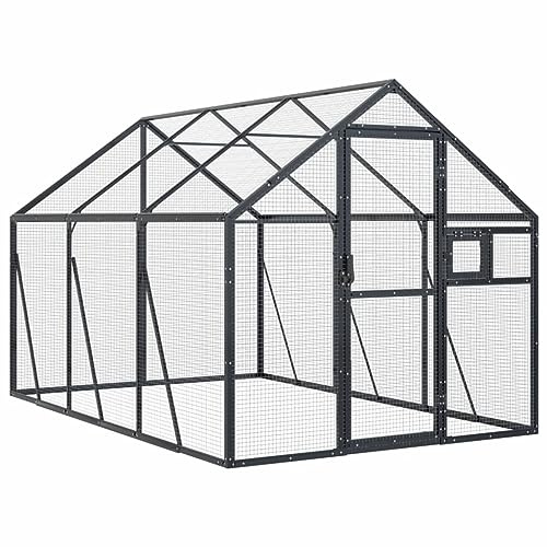 Festnight Vogelkäfig Groß Alu Voliere Bausatz Papageienkäfig 1,79x3x1,85 m Aluminium Vogelvoliere XXL Abschließbare