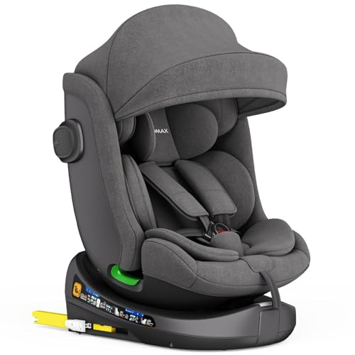 Xomax C013 Kindersitz 360° drehbar mit Isofix, ECE R129, 0-36 kg, verstellbar, neigbar, atmungsaktiver Bezug, 5-Punkt-Gurt, Top Tether, Autokindersitz für Babys & Kinder 0-12 Jahre, Farbe: