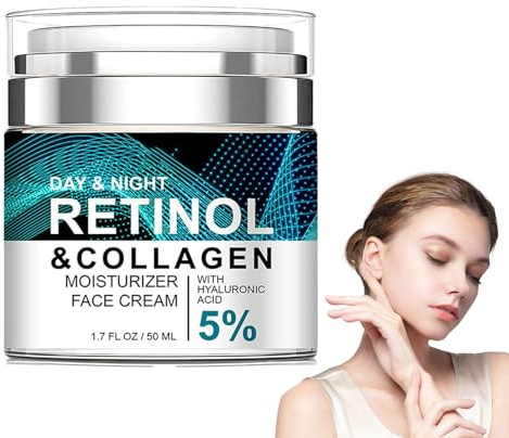 Soleneva Retinol Creme Gesicht, Face Creme mit 5% Hyaluronsäure & Kollagen, Feuchtigkeitscreme für Gesicht, Falten Glätten Creme für Frauen, Straffende Gesichtspflege gegen Falten & Feine Linien
