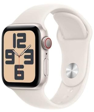 Apple Watch SE (2. Generation) GPS + Cellular 40 mm Smartwatch mit Aluminiumgehäuse in Polarstern und Sportarmband in Polarstern (M/L). Fitness und Schlaftracker, Unfallerkennung, Herzfrequenzmesser