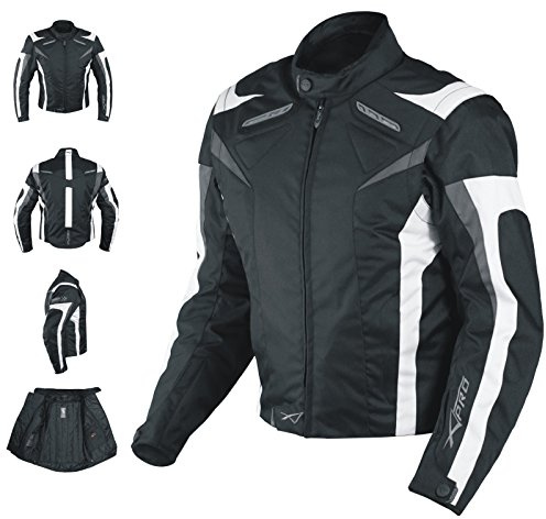 A-Pro Motorradjacke CE Protektoren Sport Textil Motorrad Thermofutter Weiss L