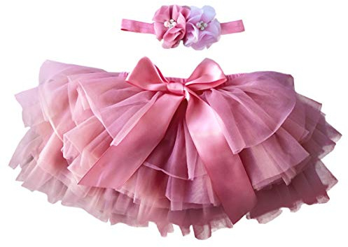 YONKOUNY Baby Mädchen Tutu Rock Prinzessin Tüllrock Minirock mit Blumen Stirnband Baby Ballettrock Prinzessin Tütü