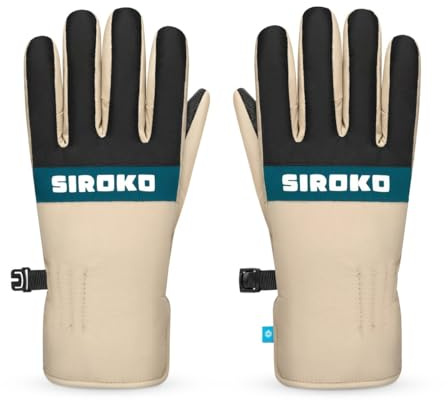 SIROKO - Whiz Kinder Ski- und Snowboardhandschuhe - 7-8 (128 cm) - Beige/Schwarz