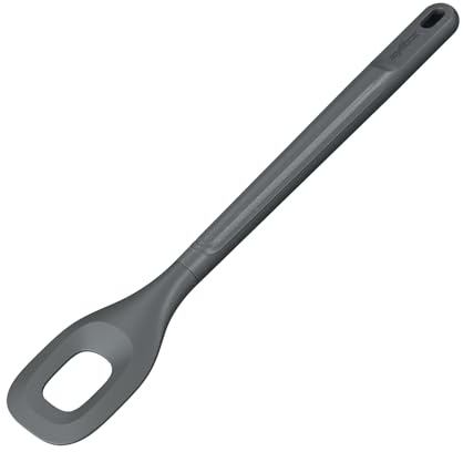 Zyliss Kochlöffel mit Loch, Kunststoff/Silikon, Kratzt Nicht, 30 cm | Rührlöffel zum Backen, nachhaltiges Weizenstroh, Hitzebeständig 200 °C, Aufhängeloch, Küchenutensilien, Spülmaschinenfest