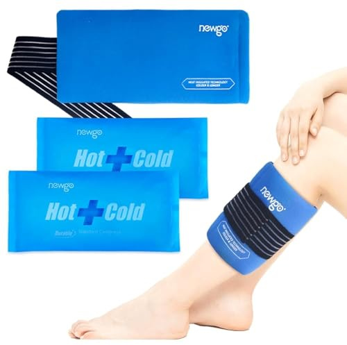 NEWGO Wiederverwendbare Kühlpads mit Bezug – 27,5 x 13,5 cm Gel Kühlpack | Gel-Kühlakku für Kalt & Warmkompressen, weiches Kühlpad für Handgelenk, Arm, Knie, Nacken, Knöchel, Kinder & Erwachsene