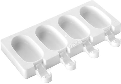silikomart | GEL01M Silikon Eiscremeform MINI CLASSIC, Antihaft, 4 Eis, Packung mit 1 Kuchenform + 50 Holzstäbchen, Easy Ice Cream, 73 x 38 h 18 mm, Made in Italy