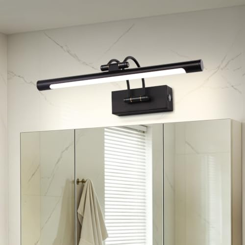 MantoLite Dimmbar Bild Wandleuchte 8W, Schwarz 40CM LED-Badspiegel Für Badezimmerspiegel Mit Drehbarem Lampenkopf Für Hotel Restaurant Arc Arm, Bett Leseleuchten Display Lamp 3000K/4500K/6000K