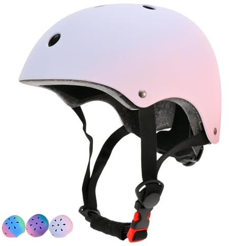 LOKJIJI Verstellbarer Kinder Fahrradhelm Skaterhelm für Mädchen Jungen Jugend, Farbe Farbverlauf Kinder Schutzhelme für Multi-Sportarten Fahrrad Skateboard Skaten