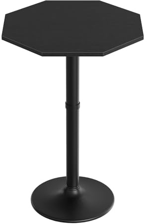 HOOBRO Bartisch, Stehtisch, Bistrotisch mit stabilem Sockel, Achteckiger Balkontisch Indoor, Multifunktionaler Küchentisch für Bar, Café, Frühstücksecke, Wohnzimmer, Schwarz EBK98BT01