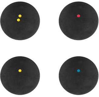 WanderGo Squashbälle, 4 Stück, Doppelter gelber Punkt, Squashbälle einzelner gelber Punkt, Squashbälle mit rotem Punkt, Squashbälle mit blauem Punkt für Elite, Fortgeschrittene, A
