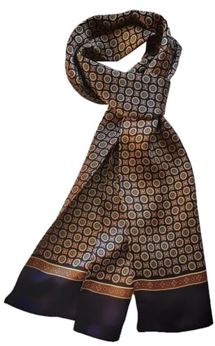 Pupatuch Halstuch Herren 100% Seide Schal Vintage Pattern Seidenschal Herrenschal