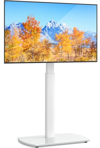 RFIVER TV Ständer mit Schwenkbar Halterung für 32-65 Zoll, VESA 400X400mm | Flach & Curved Fernseher TV Bodenständer Standfuß höhenverstellbar bis zu 35kg, Weiß