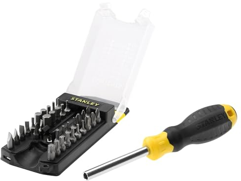 STANLEY 34-teiliges Schraubendreher Bit-Set (große Bit-Auswahl, Phillips, Schlitz, Torx, Innensechskant, praktischer Organizer, magnetischer Bithalter) STHT0-70885