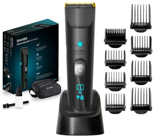 Cecotec Bamba PrecisionCare Wet&Dry Haarschneidemaschine aus Edelstahl mit Titanbeschichtung, Lithium-Akku, Akkulaufzeit bis 120 min, Längen 0,5-30 mm, 8 Kämme (Wet&Dry)