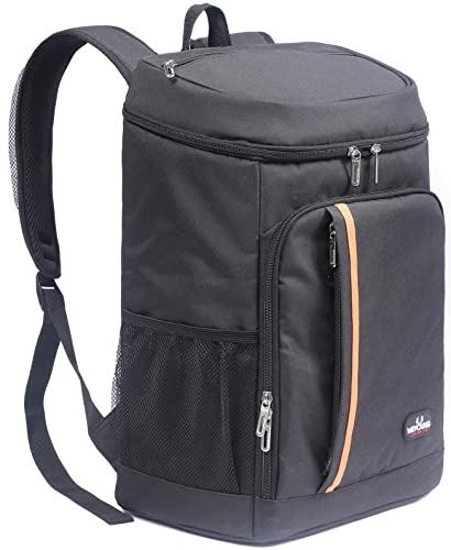 MCXKJ 28L Kühl Rucksack Kühlrucksack Kühltasche Picknicktasche Groß Isoliert Cooler Bag Männer Frauen für Strand/Picknick/Camping/Grill/BBQ/Wandern (Schwarz)