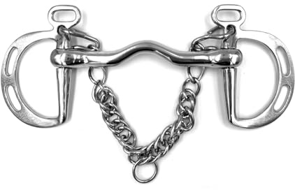 Equine Smile ES0068 Gebiss Kimblewick Springkandare starre Stange mit Schlitzen und Zungenfreiheit aus satiniertem Edelstahl Gebissstärke 16 mm (12.5 cm)