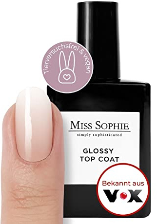 Original Miss Sophie Top Coat Glossy I Überlack für Nagelfolien & Nagellack I Schnelltrocknender Topcoat glänzend I Nagelfolie Versiegelung I Klarlack Nagellack I Bis zu 14 Tage Halt