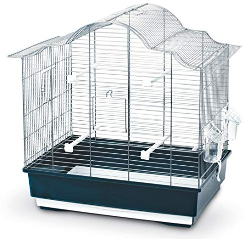 Kerbl Pet Vogelkäfig Gabbia Sophia, 55,5x33,5x56,5 cm, dunkelblau, 4 Sitzstangen, 2 Näpfe, ausziehbare Wanne