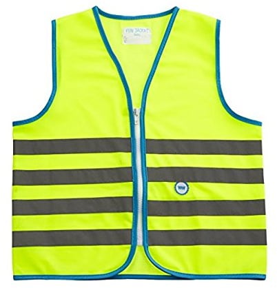 Wowow Fun-Warnweste für Kinder, Grün fluoreszierend, Größe M (7- 9 J.)