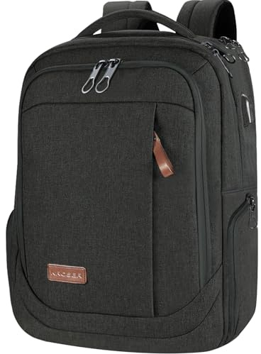 KROSER Laptop Rucksack 17,3 Zoll Handgepäck Daypack wasserabweisende Multifunktions-Laptoptasche für Business/Reisen/Damen/Herren-schwarz